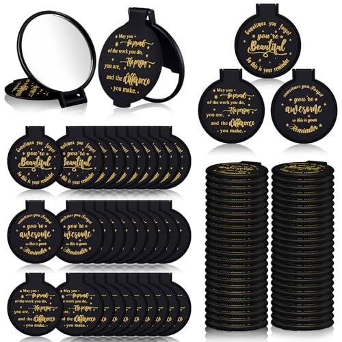 Wenqik 36 Pack Black Compact Mirrors Bulk Inspirational Gift for Women