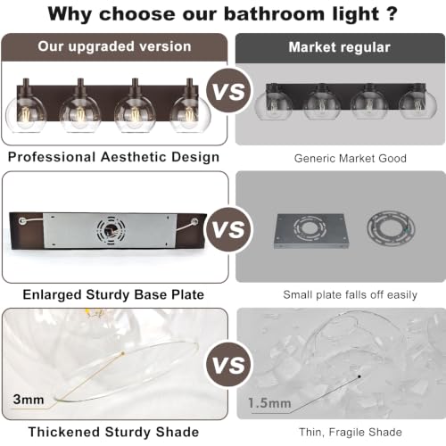 IZORRO Oil-Rubbed Bronze 4-Light Vanity Light Fixture with Clear Glass Globes