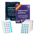 LivaClean (240 + 240 CT) Superstar Acne Patches w/Salicylic Acid & Tea Tree Multicolored & Mixed - Cute Acne Patches, Hydrocolloid Star Pimple Patch for Healing, Cute Face Stickers