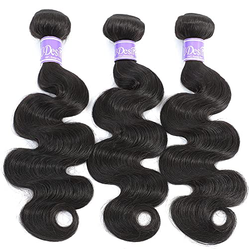 UDesire 16A Body Wave Human Hair Bundles - Natural Black, 3 Pack 10-14 Inch Virgin Brazilian Hair