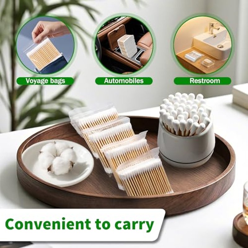 11000 Pcs Double Round Cotton Swabs Bulk Travel Size Cotton Buds with Wooden Sticks for Ear Cleaning, Makeup, Daily Use, Pet Care, Arts Crafts