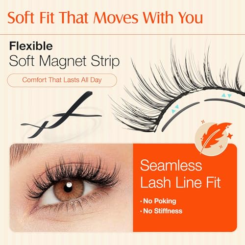 Magnetic False Eyelashes with Applicator AN15 - Reusable Natural Look, No Glue Needed