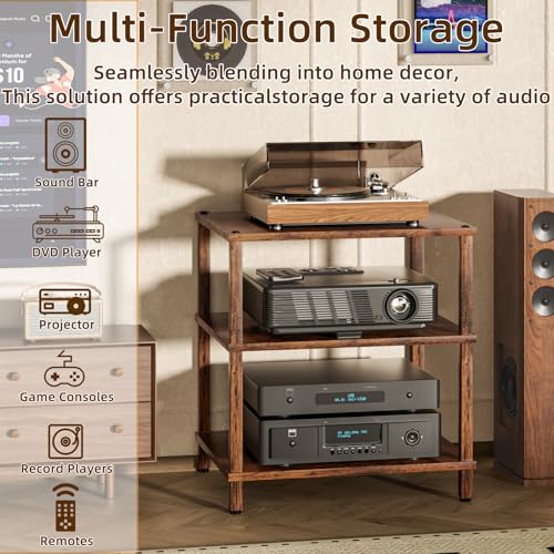 3-Tier Wooden Media Player Stand - Brown Modern TV & Game Console Cabinet Variation 1