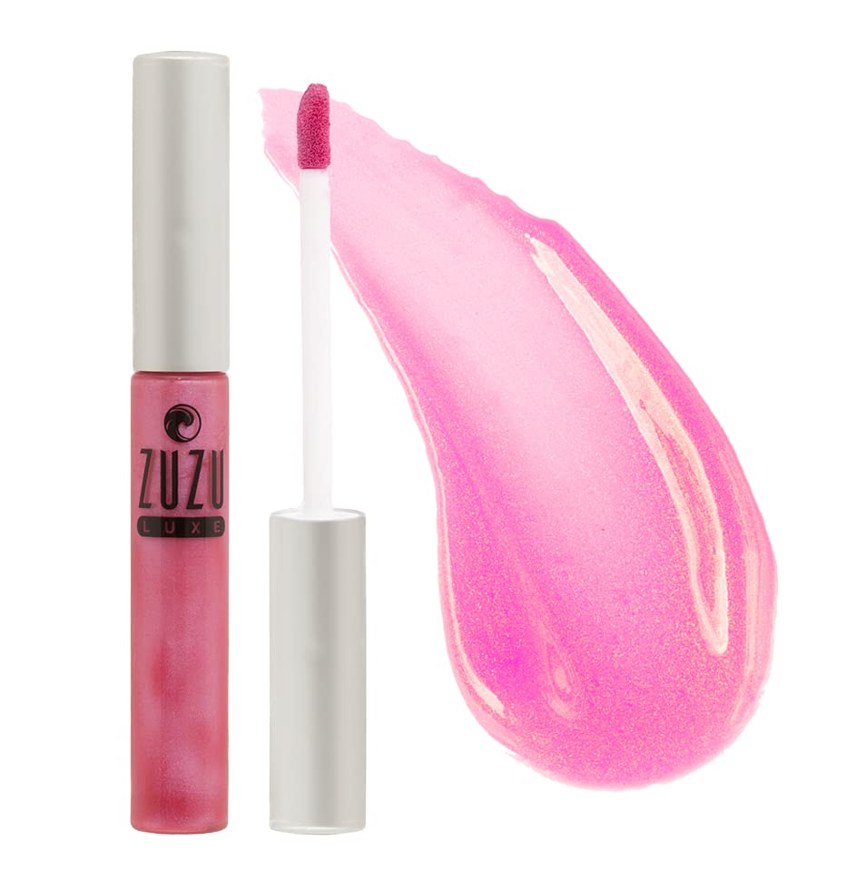 Zuzu Luxe Sheer Gloss (Cosmopolitan - Bubblegum Pink/Cool Shimmer), Natural Lip Gloss, Paraben Free, Vegan, Gluten-free, Cruelty-free, Non GMO, 0.17 oz