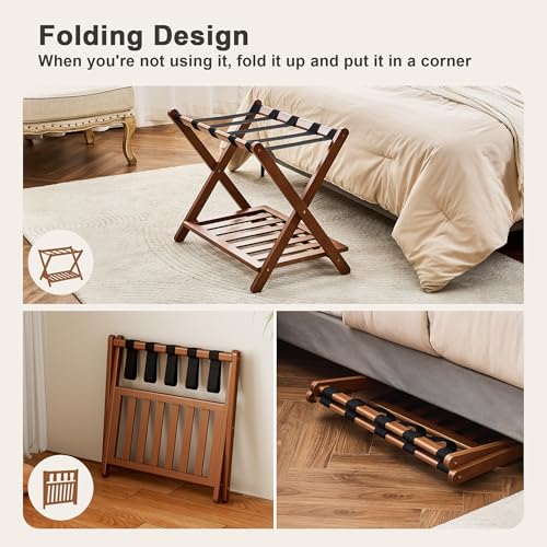 Oakvivo Walnut Fully Assembled Luggage Rack for Guest Room - 1 Pcs