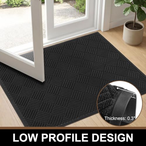 Heavy Duty Indoor Outdoor Front Door Mat 3' x 6' Black Diamond - Durable Entryway Rug