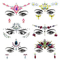 Face Jewels Tattoo Mermaid Face Crystal Stickers Rhinestones Body Glitters Removable Face Gem for Halloween Costume Party 6Pcs (Set C)