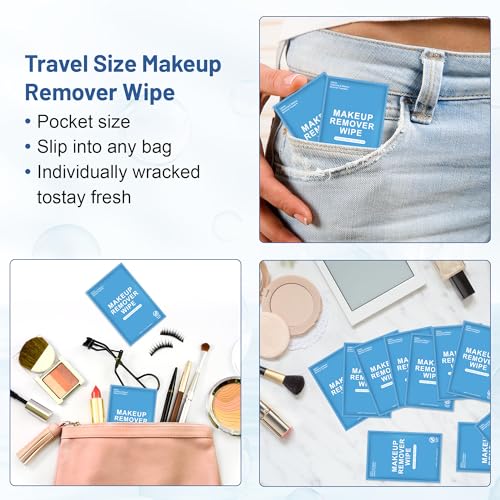 200 Makeup Remover Wipes - Individually Wrapped Travel Bulk Pack - Medium