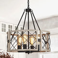 Farmhouse Chandelier 4-Light Pendant Light Fixture with White Oak Finish - Rustic Dining Room Lighting