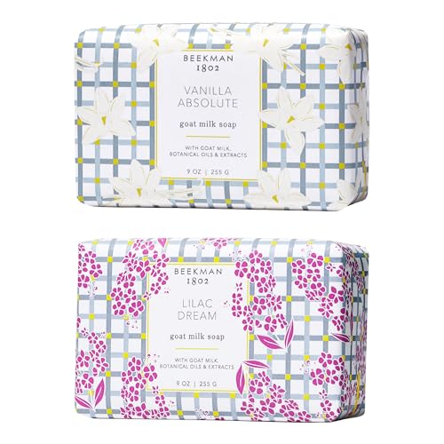 Beekman 1802 Goat Milk Bar Soap Bundle (9oz) - Vanilla Absolute and Lilac Dream