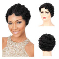 Short Black Pixie Wig for Women Synthetic Curly Hair Cosplay & Daily Wear