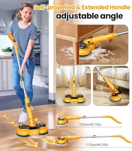 Electric Spin Mop M2 - 5000mAh Battery, 110-Minute Runtime, 800RPM Cordless Floor Cleaner - Yellow, 44.09-Inch Handle