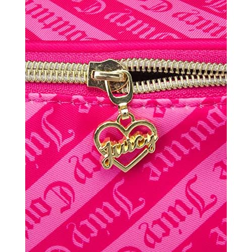 Juicy Couture Hot Pink Makeup Bag Cosmetics Organizer Travel Essentials Compartmentalized Logo Print