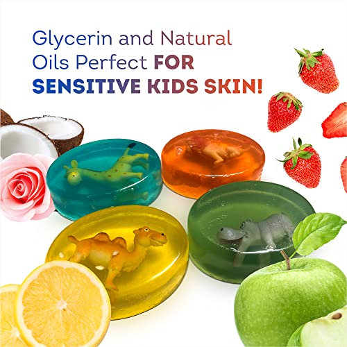 Kids Bath Soap Bars with Surprise Animal Toys - Natural Moisturizing Set