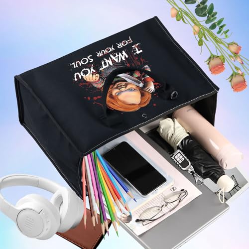 BWWKTOP Evil Doll Cosmetic Makeup Bag Murderous Toy Gifts I Want You For My Soul Zipper Travel Bags Killer Doll Merch (for My Soul BG)