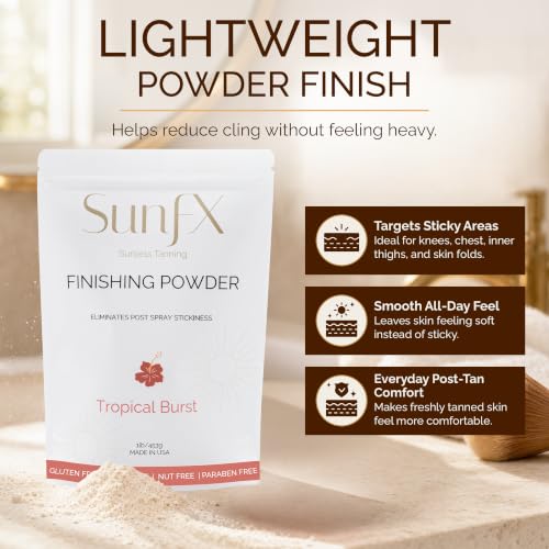 SunFX Setting Powder for Spray Tan 16oz - Talc-Free Vegan Tropical Burst Variation