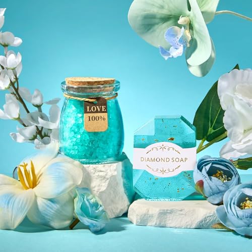 Large Blue Self Care Gift Basket for Women - Spa Set & Care Package