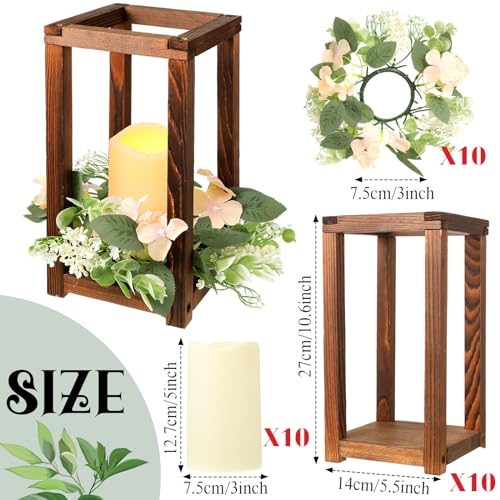 Wooden Wedding Lantern Centerpiece Set - Brown, 30 Pieces