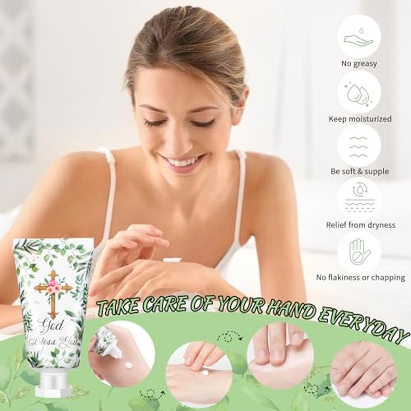 24 Set Baptism Favors Hand Cream First Communion Favors for Guest Hand Lotion with Cross Cards Organza Bags Baby Baptism Favor Baby Shower Favors Christening Favors for Guests Wedding Birthday