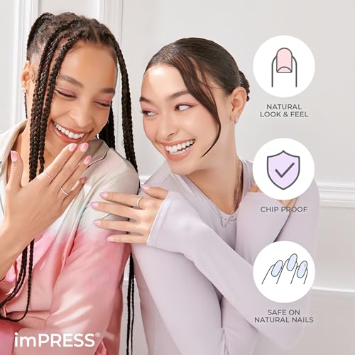 imPRESS Color Ombre Press On Nails, 'Take A Chance', Purple, Short Oval, PureFit Technology, Patented Super Hold Adhesive, Chip Proof, Smudge Proof, Mini Nail File, Manicure Stick & 30 Fake Nails