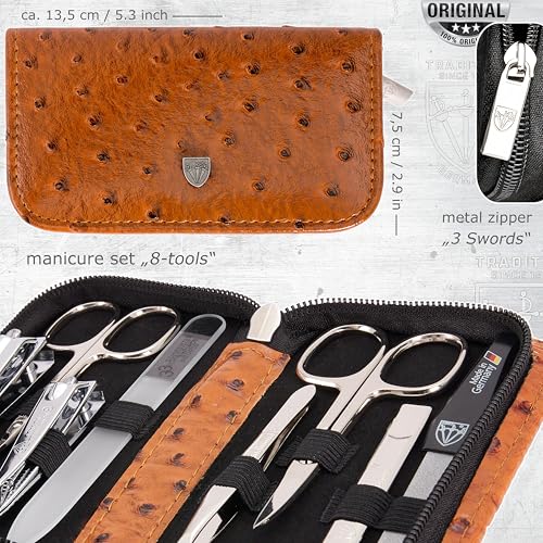OSTRICH BROWN Nail & Manicure Pedicure Kit - 8-Piece German Engineering