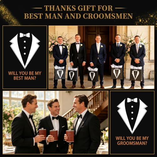 Brown Rigibright Complete 66-Piece Groomsmen Gifts Set for Wedding Party - 6 Sets