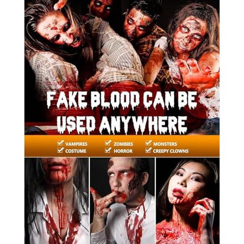 Halloween Fake Blood Spray 2.03oz + Dripping Blood 2.03oz+Coagulated Blood 1.06oz Washable Realistic Fake Blood for Clothes Sfx Special Effects Makeup Kit for Vampire Zombie (3Red)