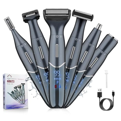 Dumite Black Manscape 6-in-1 Body & Pubic Hair Trimmer, Waterproof Men & Women Groin & Face Grooming