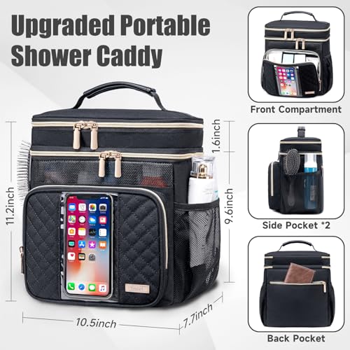 Tealari Large Water-Resistant Toiletry Bag for Women Men - Black, Hanging Travel Organizer with Transparent Phone Pocket