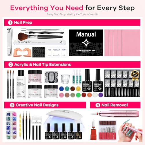 Acrylic Nail Kit for Beginners 600Pcs - Home Practice DIY Gel Polish Tips