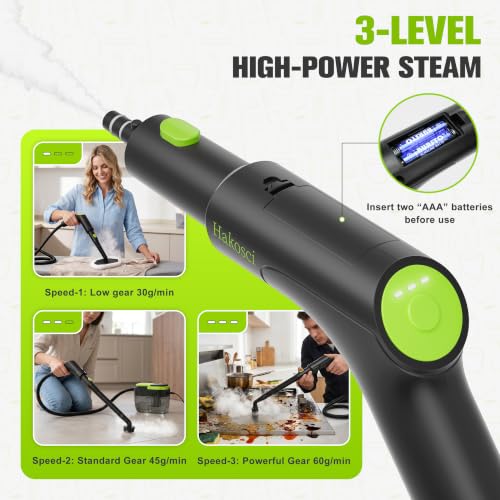 Portable Handheld Steam Cleaner for Home with 11 Accessories - Green