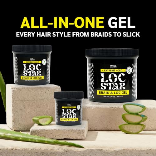 IWELL Signature Braid & Loc Gel - 30 Fl Oz Extreme Hold for Braids, Locs, Twists & Edges, Aloe Vera, No Residue, Long-Lasting