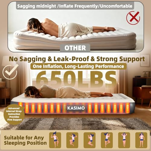 Queen Air Mattress with Wireless Battery Pump - Odorless TPU Material 75x59x8.7 Inches
