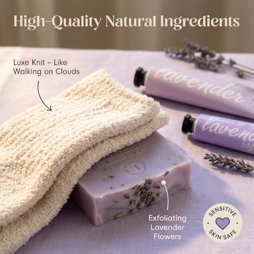 Spa Gift Basket for Women with Lavender Candle & Bath Bomb - Sending Hugs Card Included