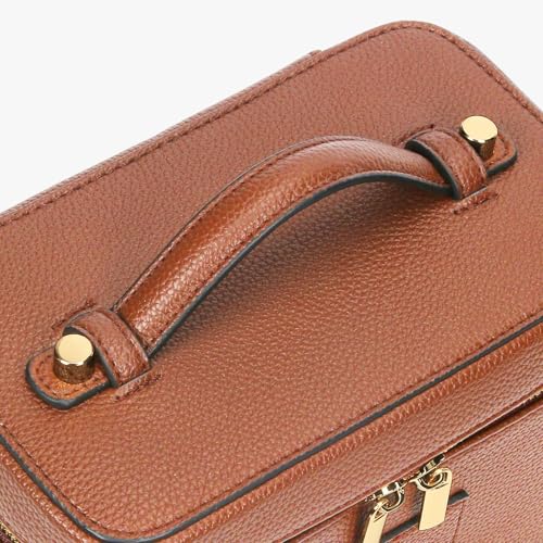 AnBlack Light Brown Makeup Bag Vanity Case with Removable Divider Travel Organizer
