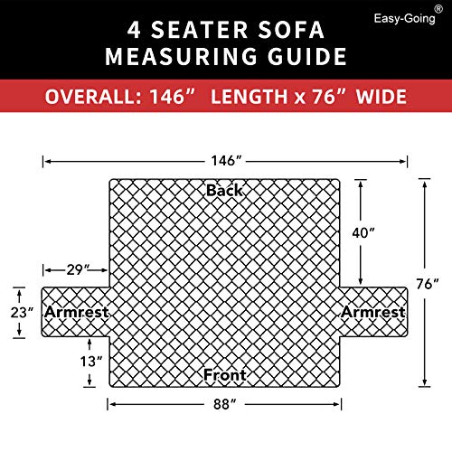 Easy-Going Reversible Couch Cover for 4 Seater Sofa - Ivory, XX-Large Sofa