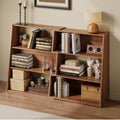 Extendable Bookshelf - Adjustable Low Bookcase in Walnut Finish