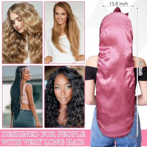 Chic 3-Pack 40-Inch Satin Bonnet for Sleeping Long Hair Protection