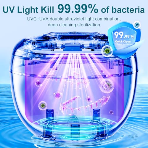 Hossili White Ultrasonic Retainer Cleaner Machine 45kHz 200ML with 4 Wash Modes & Digital Timer (Popular Version)