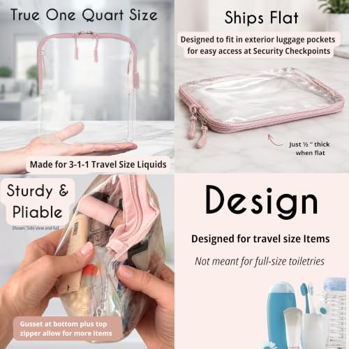 Black TSA Approved Toiletry Bag - Clear Quart Size 4-Pack for Travel & Organization