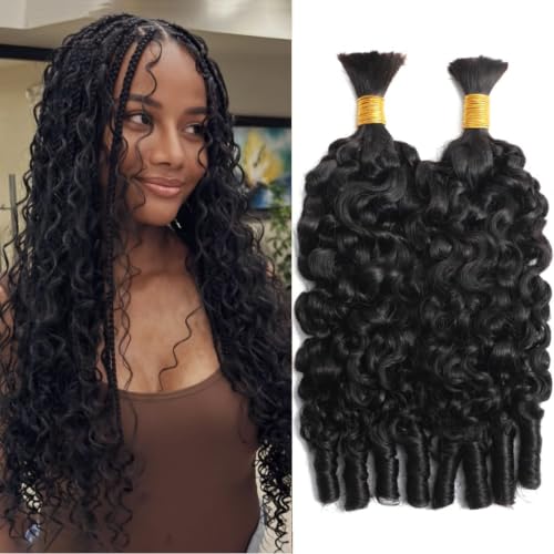 Omiliyah 18 Inch Water Wave Human Hair Bundles - Spiral Curly Ends, 120g, 2 Bundles, Natural Black