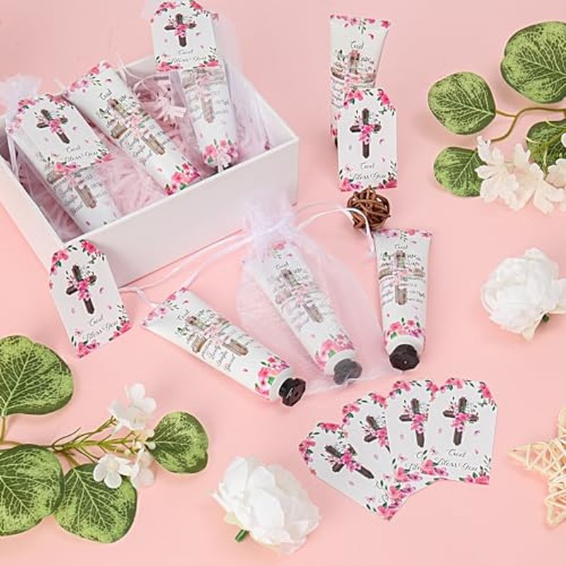 50 Pack Christian Hand Cream Set Gifts for Women Bible Verse Bulk Hand Lotion Travel Size, Hand Cream party Appreciation Gifts with Cards and Organza Bags for Teacher Mom Friend Gift