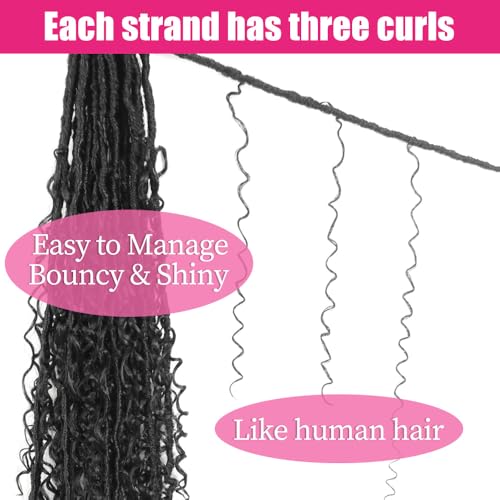 NISEYO Faux Locs Crochet Hair 30 Inch 1B with Curly Ends - Pack of 8
