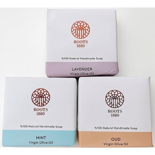 Masbanat Awaida Castile Olive Oil Bar Soap ? 3 Pack (Oud, Mint & Lavender) ? Natural Moisturizing Handmade Soap for Body & Hands ? Pure Lebanese Cold-Pressed Since 1880