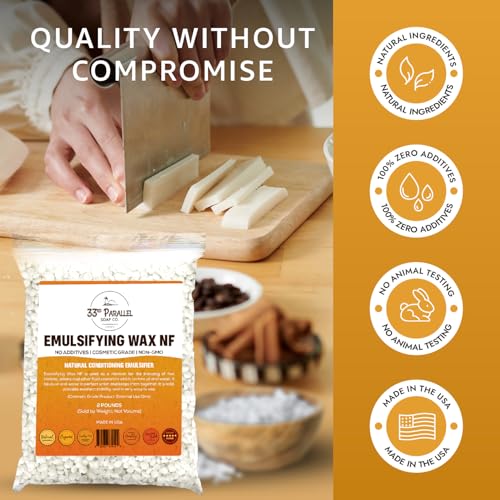 Non-GMO Emulsifying Wax NF Pastilles 32 Ounce - Natural Plant-Based Cosmetic Grade