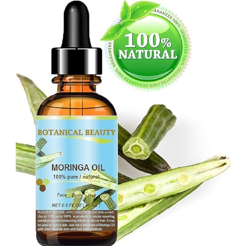Botanical Beauty? Moringa Oil 100% Pure Natural Undiluted Cold Pressed Carrier Oil for Face Skin, Hair, Lips, Nails. Rich in Vitamin C, Vitamin E (0.5 Fl Oz 15 ml)