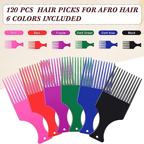 Colorful Afro Pick Comb Bulk 120 Pcs Wide Tooth Hair Picks for Natural Hair - Variation of THIS listing