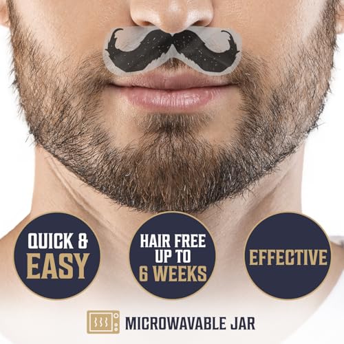 Viking Revolution Nose Hair Waxing Kit for Men - Quick Kit Men with 24 Wax Sticks - Nose Hair Wax Kit Includes Mustache Sticker Guard and Post-Wax Calming Wipes with Aloe Vera (3.5 oz)