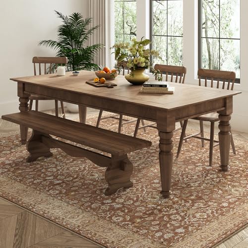 9x12 Reddish Brown Washable Area Rug for Living Room - Vintage Print, Non-Slip, Pet-Friendly, Machine Washable