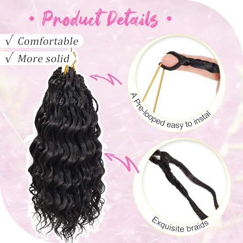 Deep Wave Crochet Hair 12 Inch Black Pre-Looped Curly Synthetic Braiding